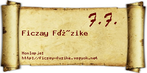 Ficzay Füzike névjegykártya
